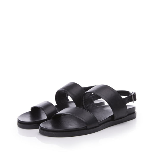 June Black Leather Sandals
