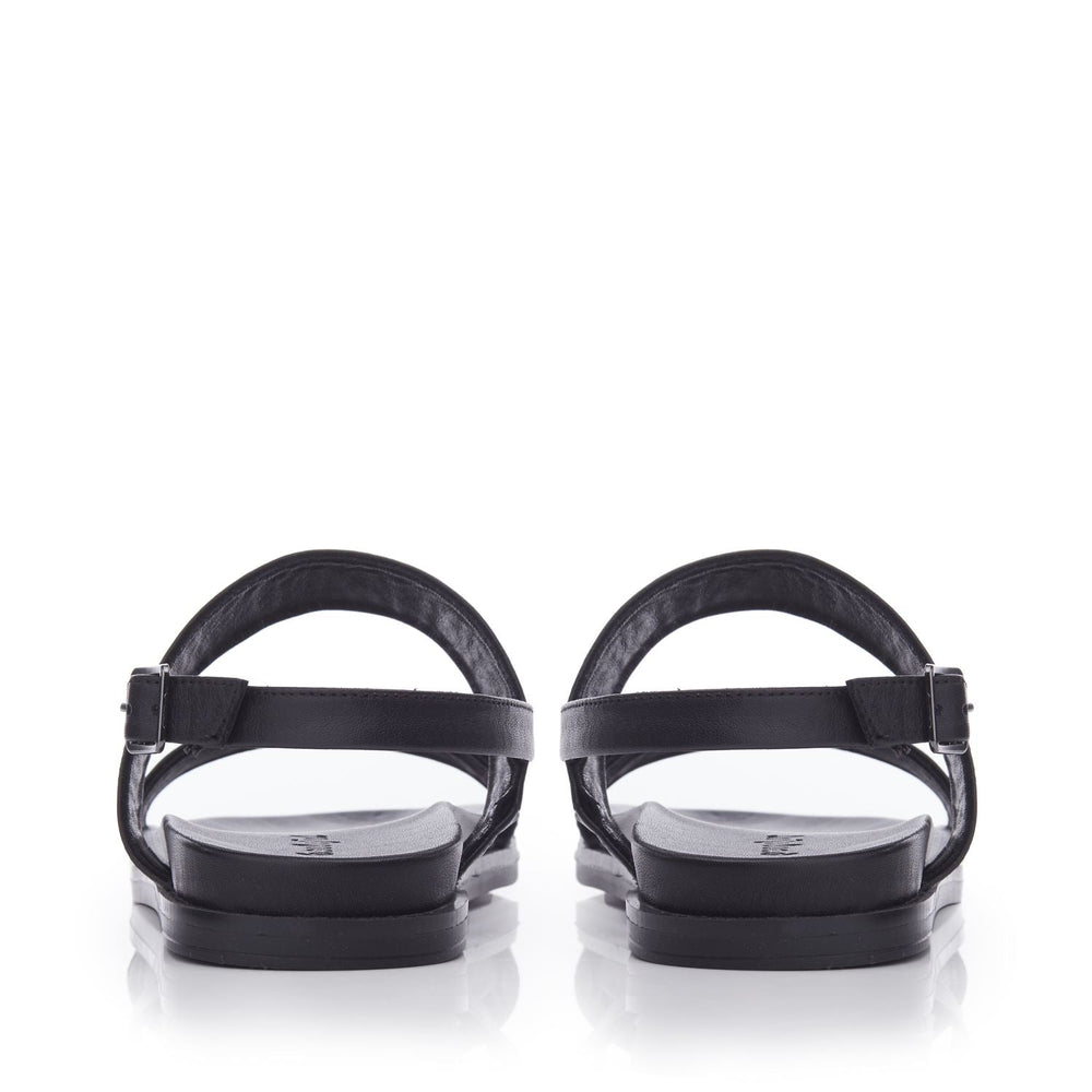 June Black Leather Sandals