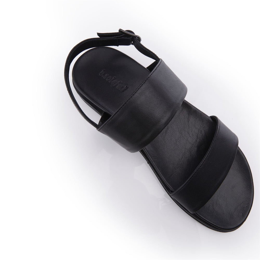 June Black Leather Sandals