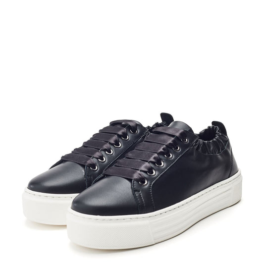 Kenali Black Leather Trainers