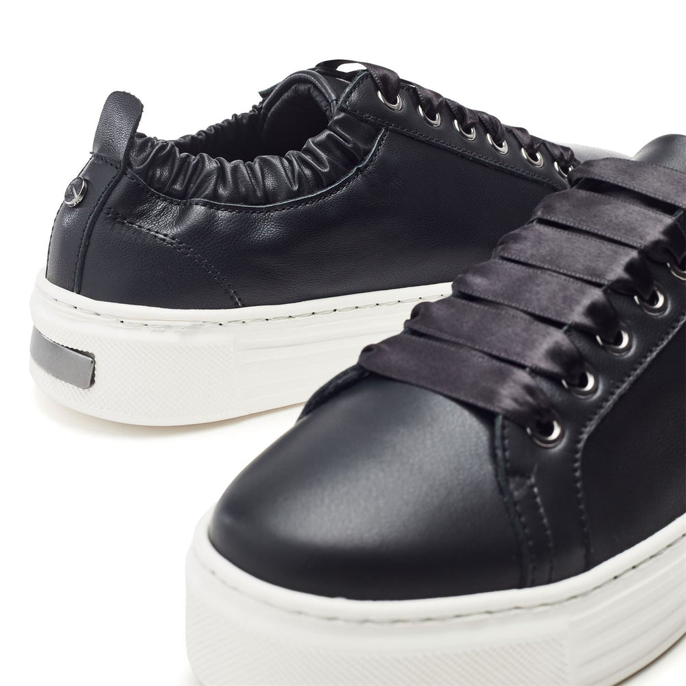 Kenali Black Leather Trainers