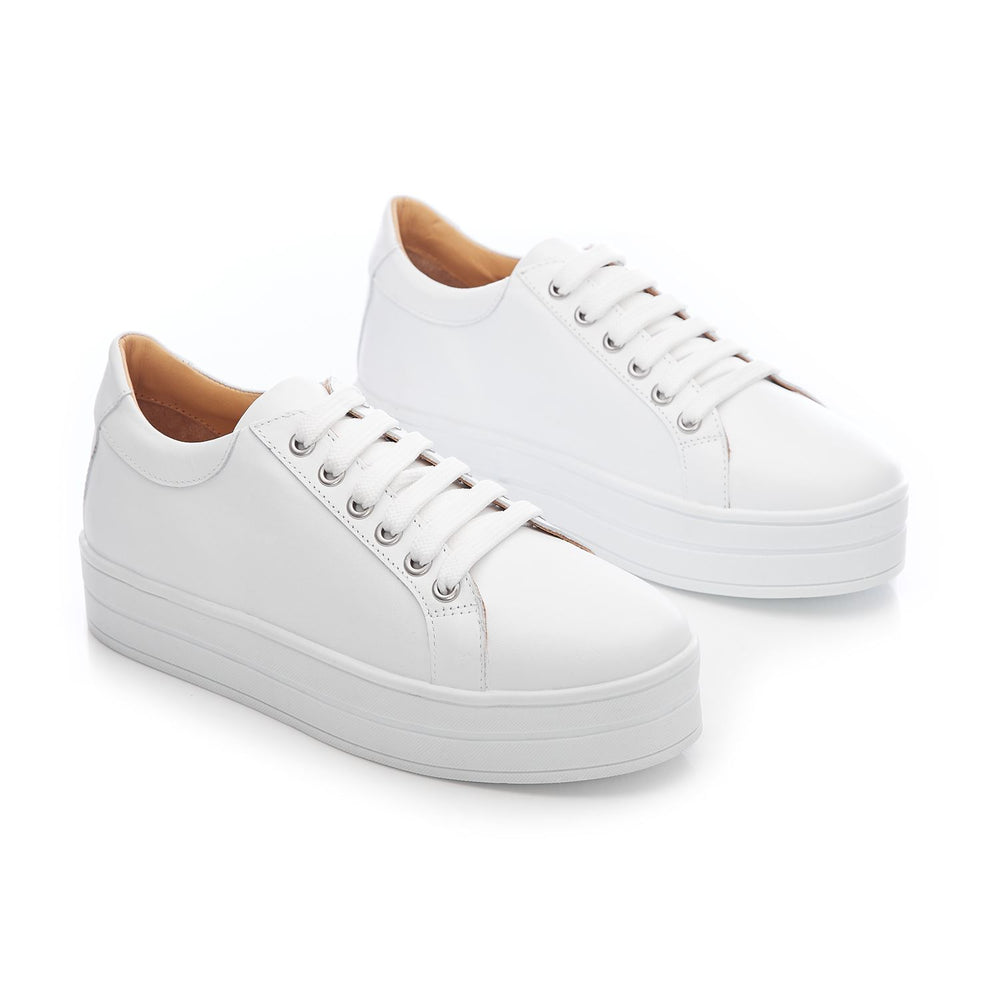 Kendall White Leather Trainers