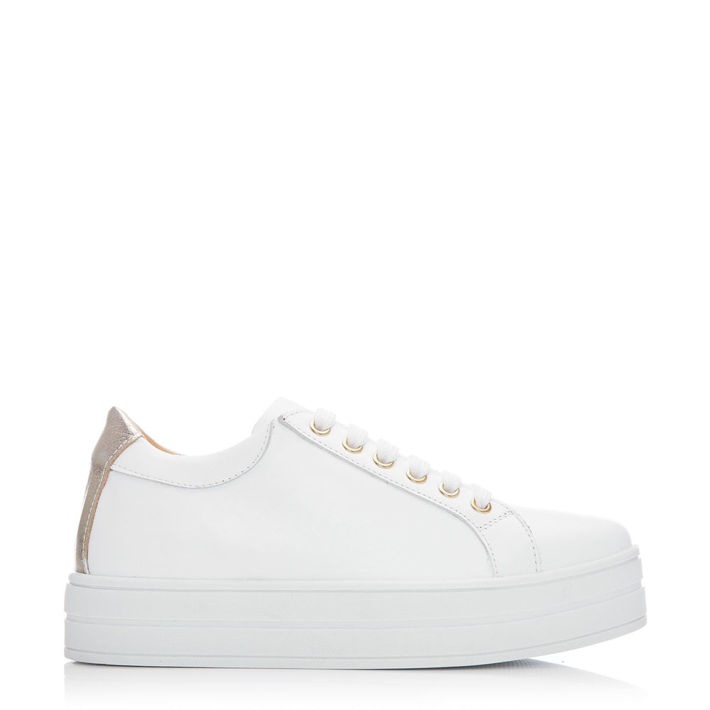 Kendall White-Gold Leather Trainers