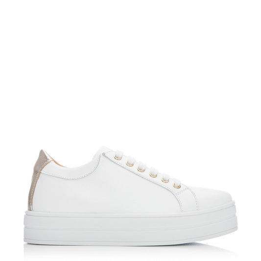Kendall White-Gold Leather Trainers