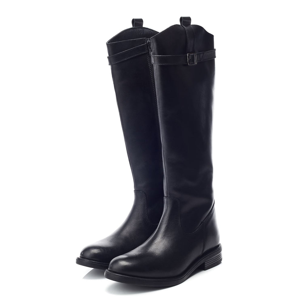 Luna Black Leather Boots