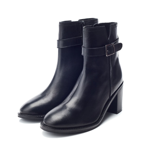 Philippa Black Leather Boots