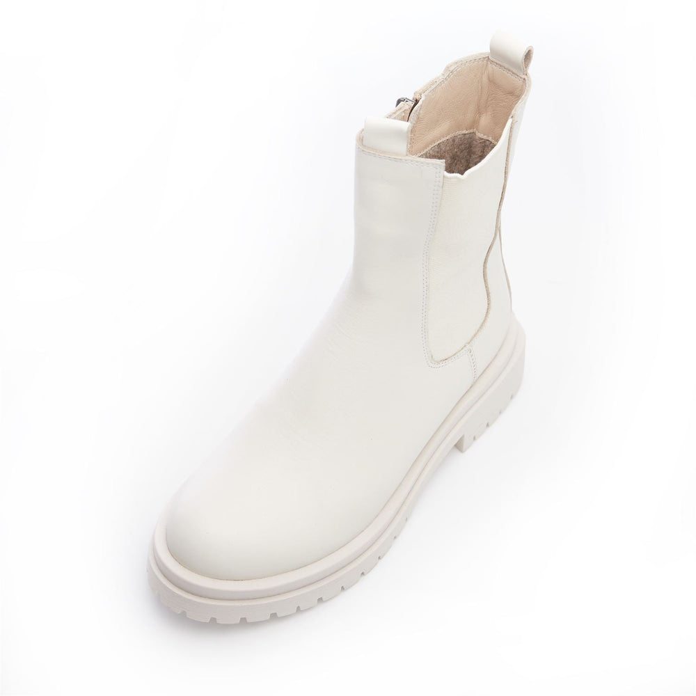 Wolfie White Leather Boots
