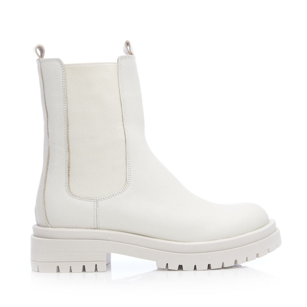 Wolfie White Leather Boots