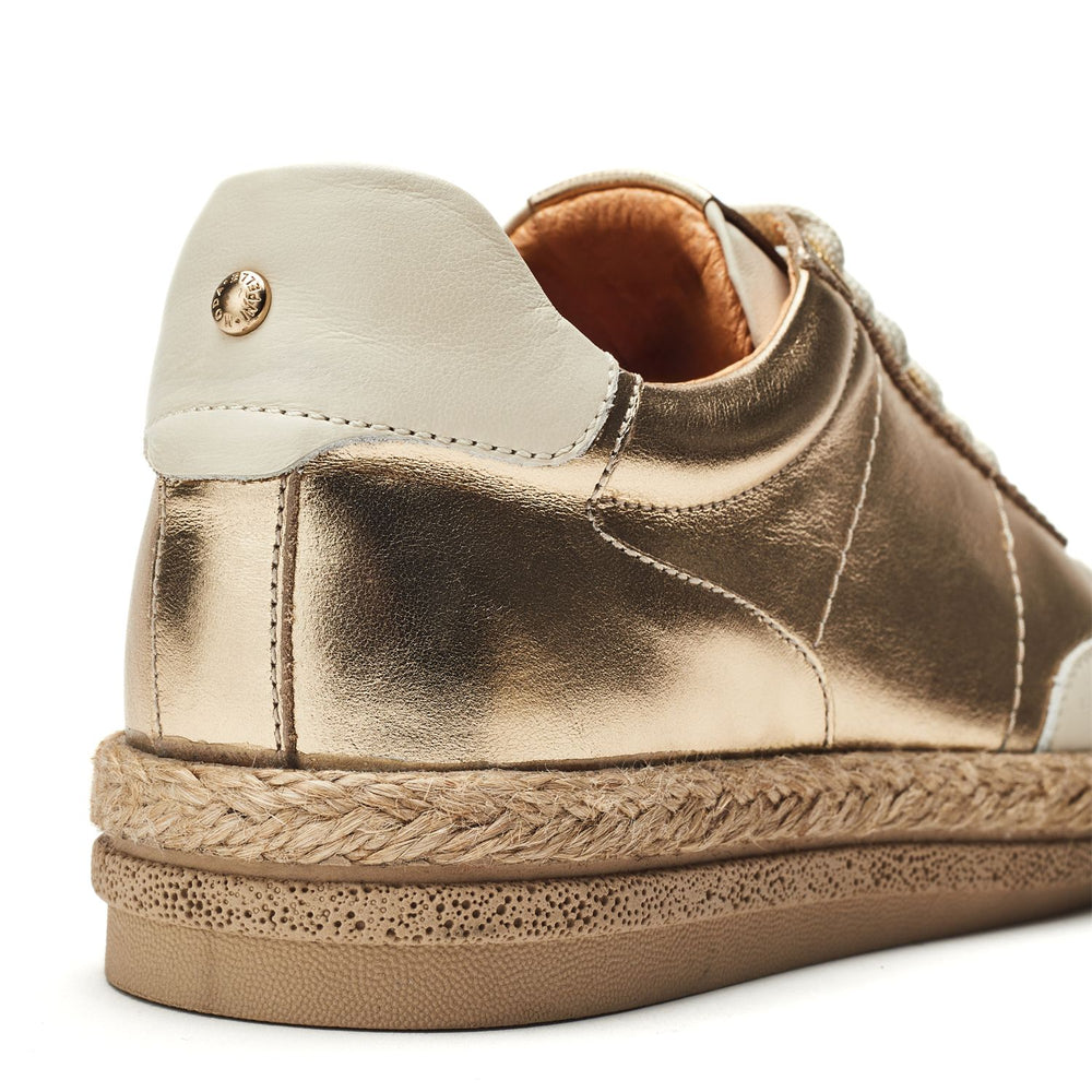 Baibe Gold Leather Trainers