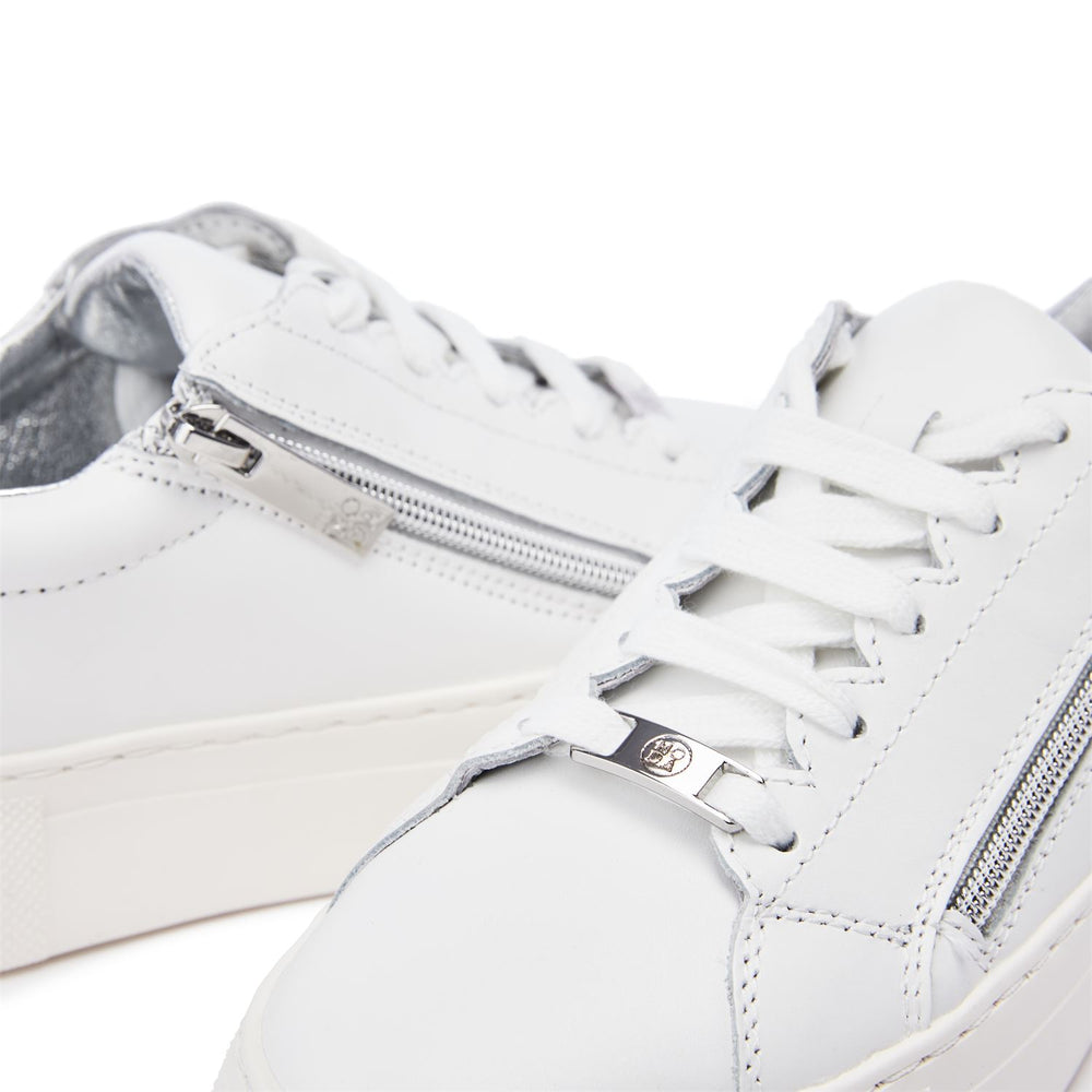Balize White - Silver Leather Trainers