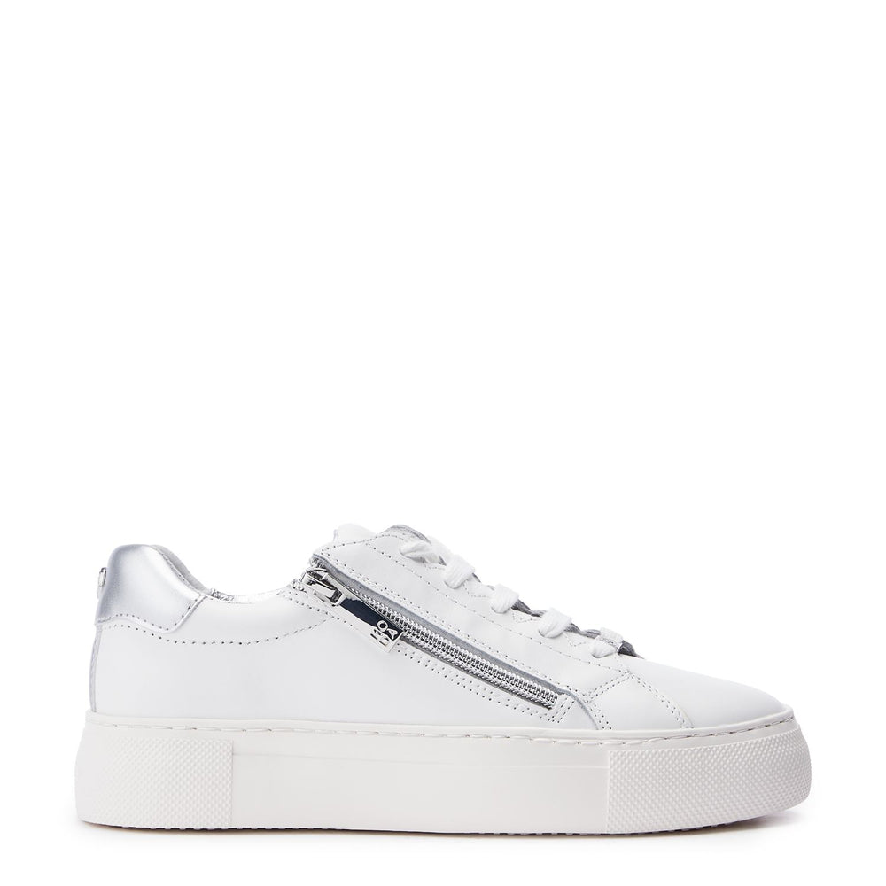 Balize White - Silver Leather Trainers