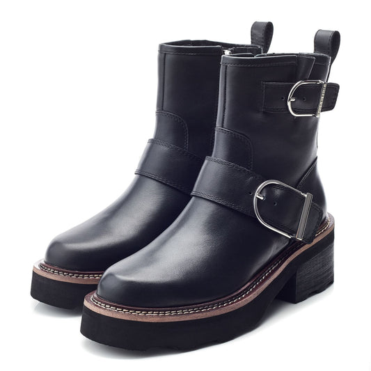 Barbel Black Leather Boots