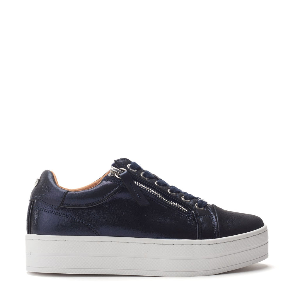 Barlli Navy Metallic Leather Metallic Leather Trainers