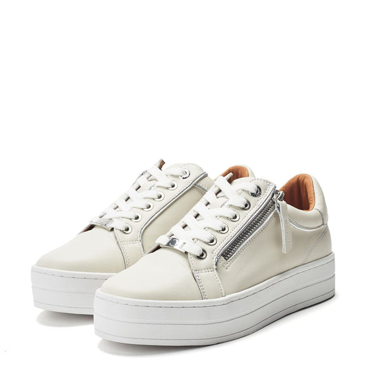 Barlli Off White Leather Trainers