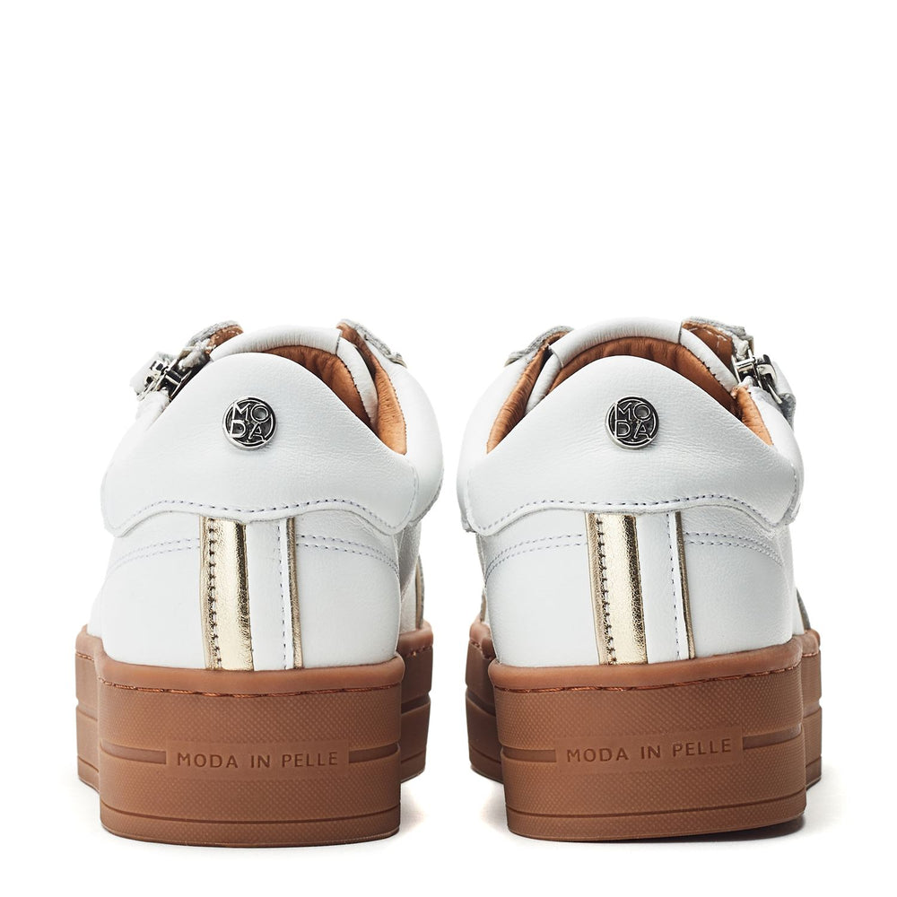 Barlli White Leather Trainers