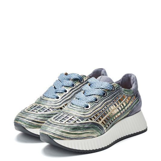 Bassia Denim Raffia Trainers