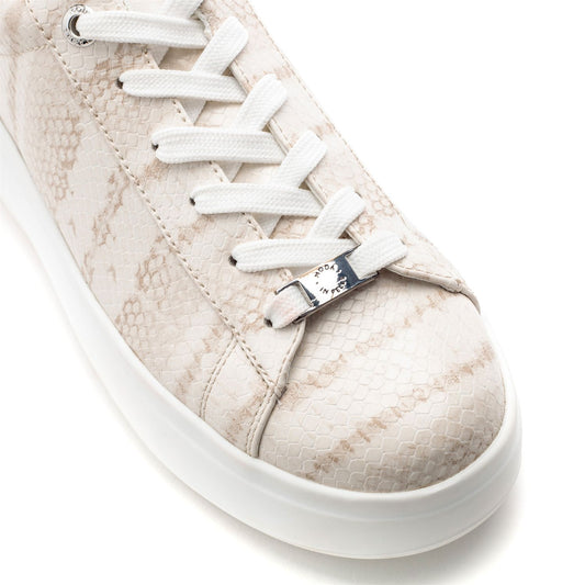 Beelia Off White Snake Print Trainers