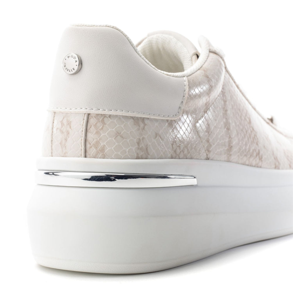 Beelia Off White Snake Print Trainers