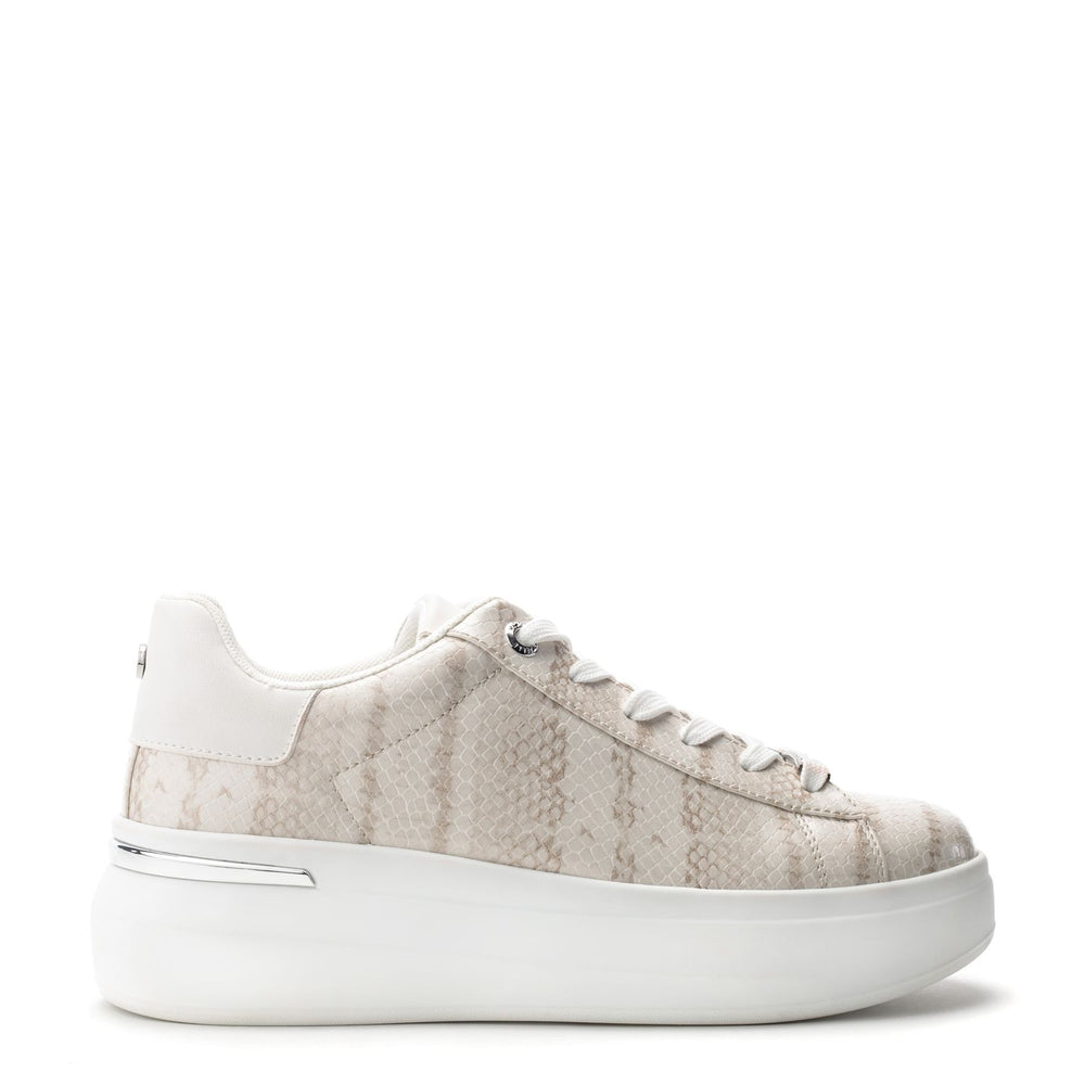 Beelia Off White Snake Print Trainers