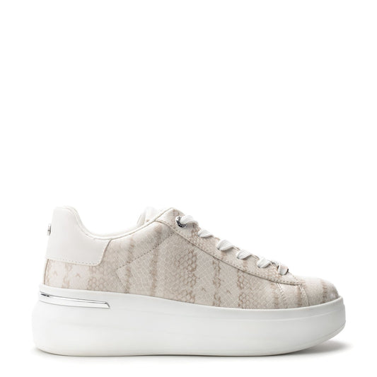 Beelia Off White Snake Print Trainers