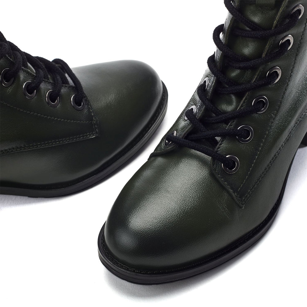 Berna Green Leather Boots