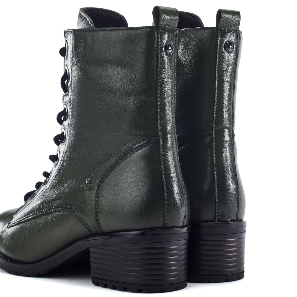 Berna Green Leather Boots