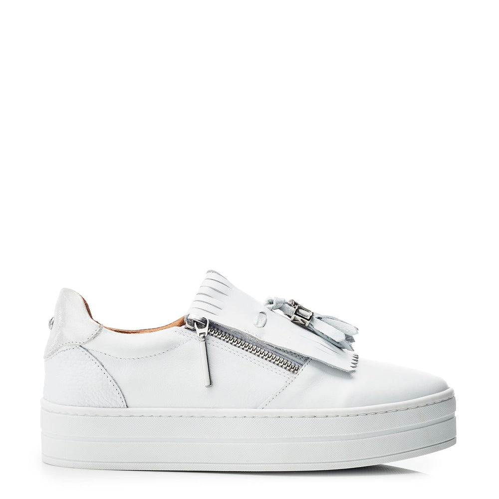 Bessans White Leather Trainers