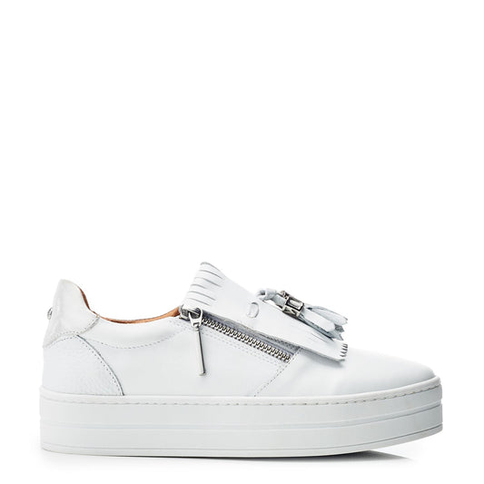 Bessans White Leather Trainers