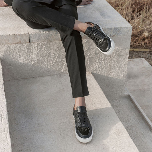Betee Black Leather Trainers