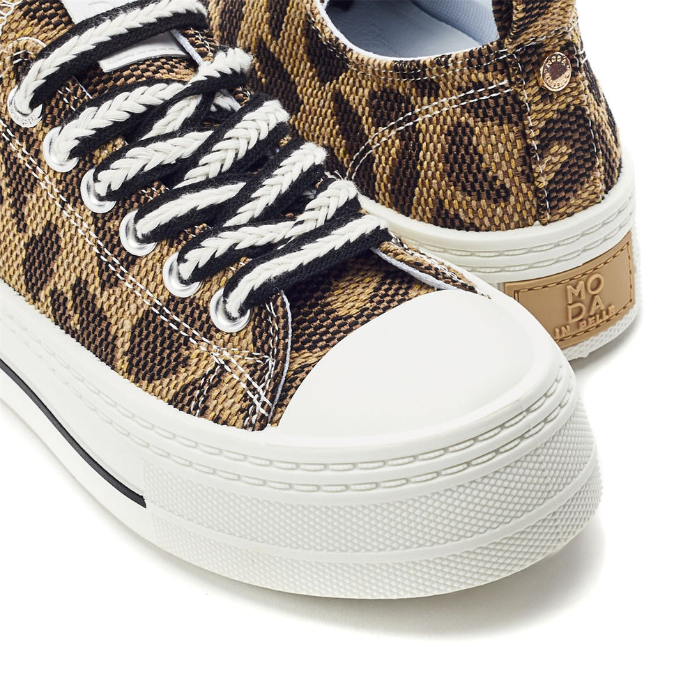 Betta Black - Leopard Raffia Trainers