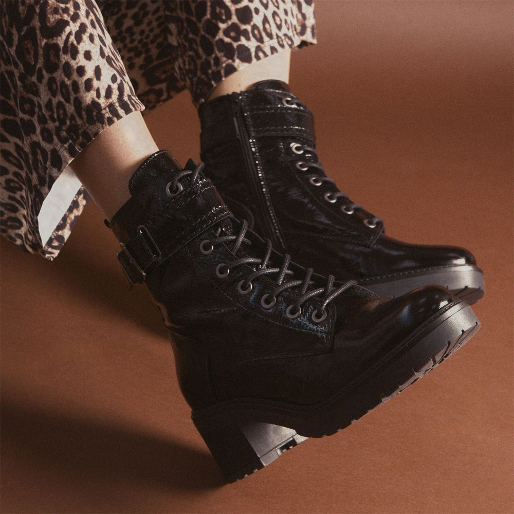 Beyza Black Patent Leather Patent Leather Boots