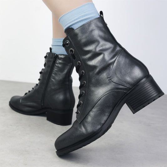 Bezzie Grey Metallic Leather Metallic Leather Boots