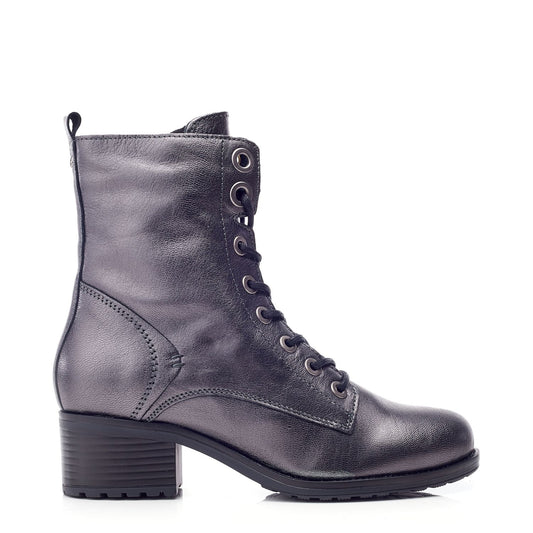 Bezzie Grey Metallic Leather Metallic Leather Boots