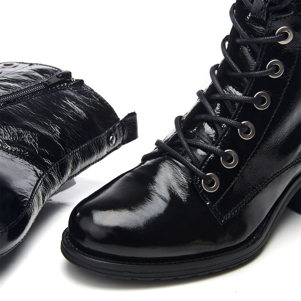 Bezzie Jet Black Patent Leather Boots