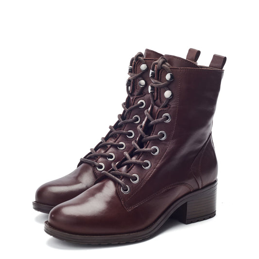 Bezzy Dark Brown Leather Leather Boots