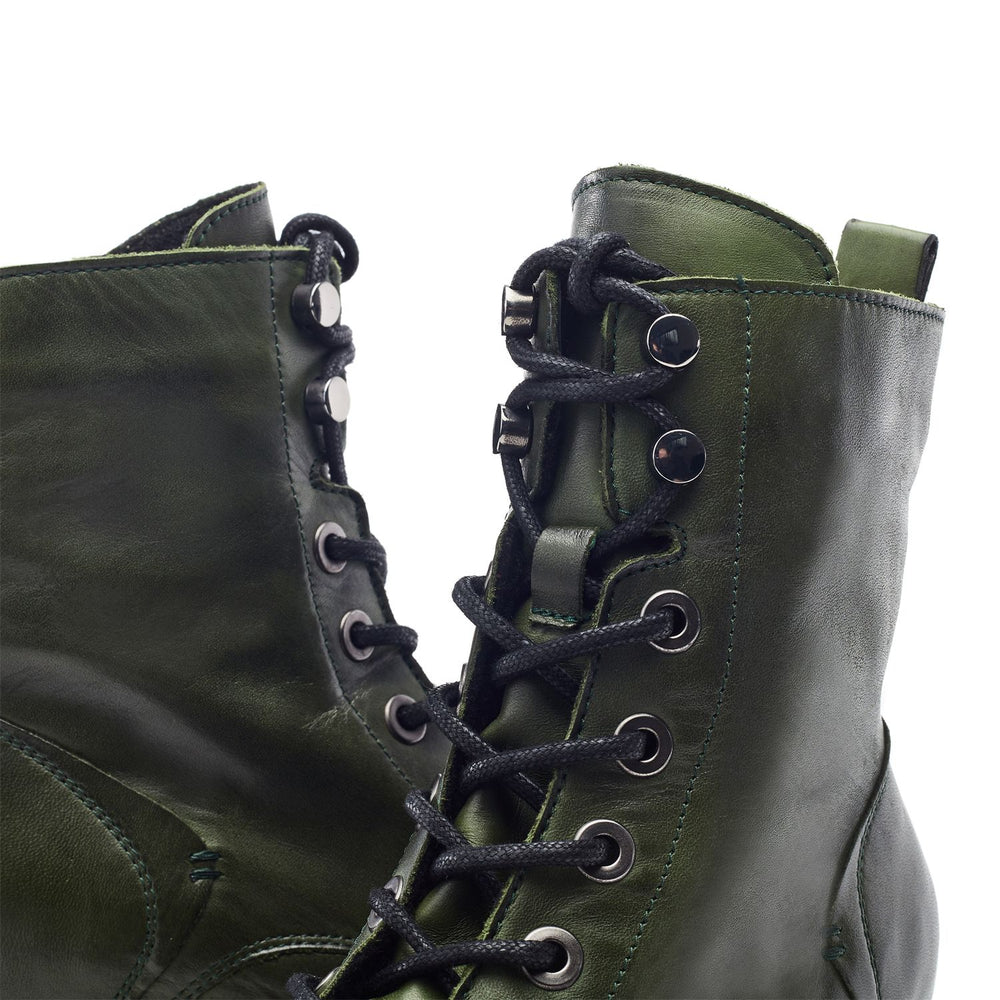 Bezzy Dark Green Leather Boots