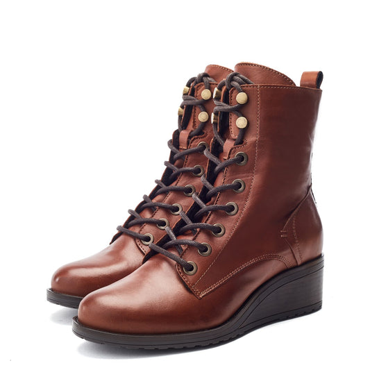 Bezzy Lace Up Tan Leather Boots