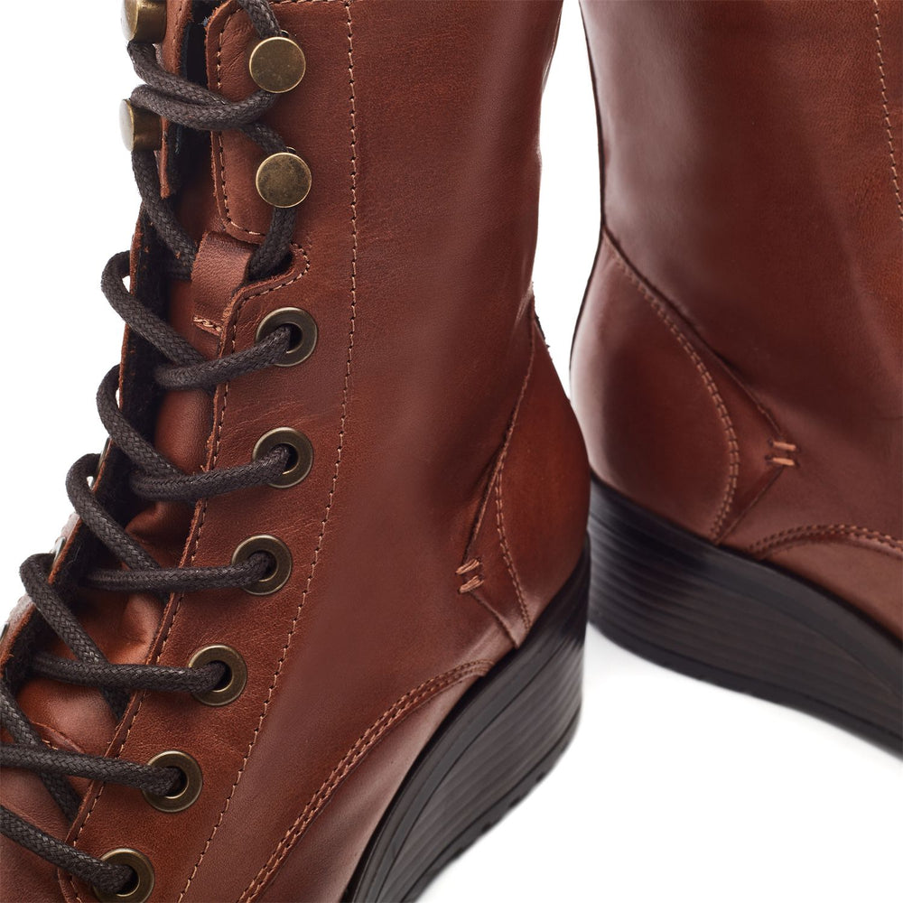 Bezzy Lace Up Tan Leather Boots