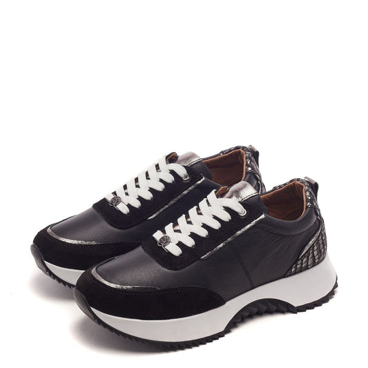 Blaza Black Leather Trainers