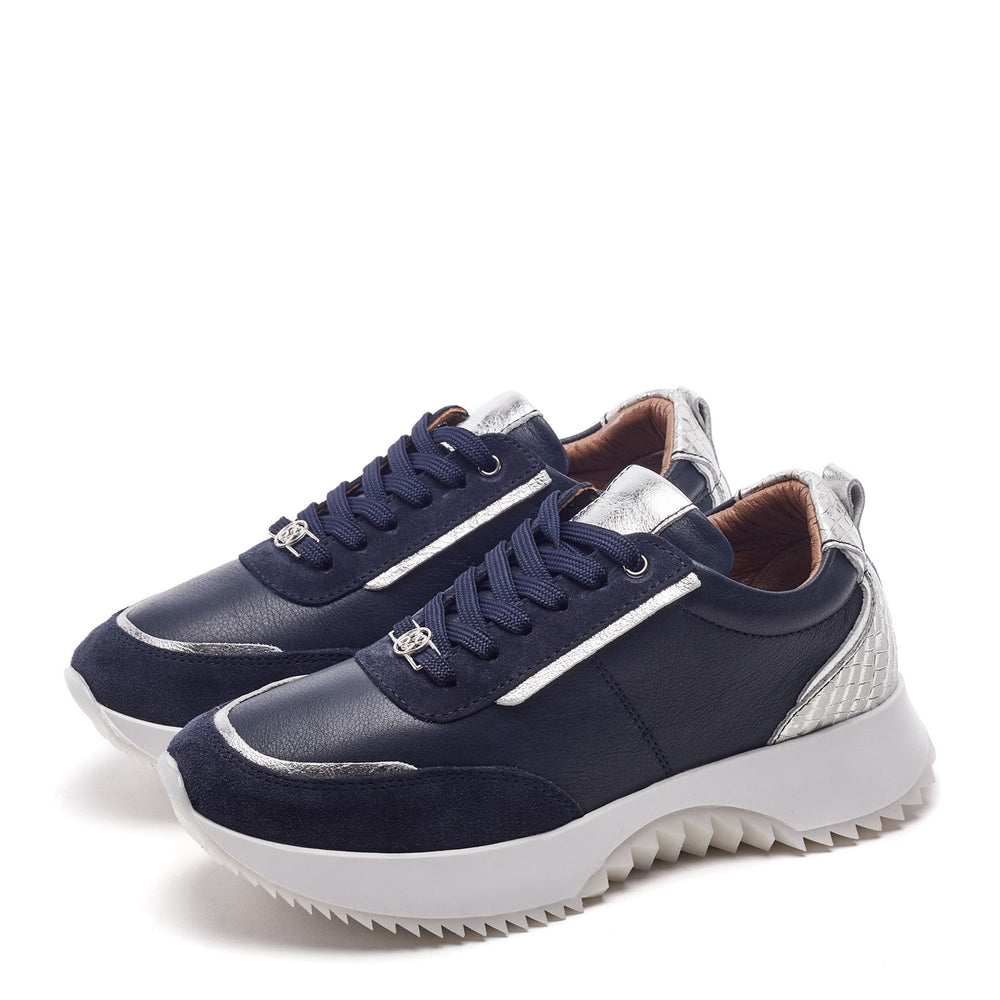 Blaza Navy Leather Trainers