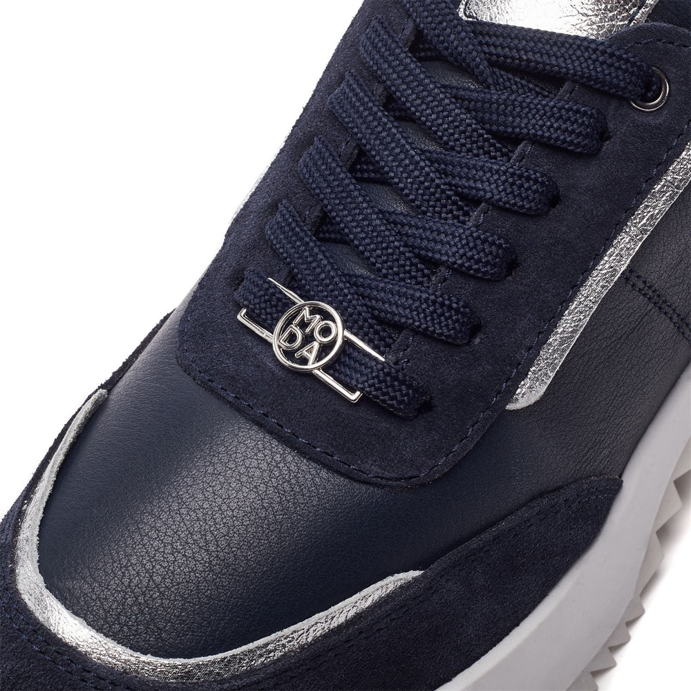 Blaza Navy Leather Trainers