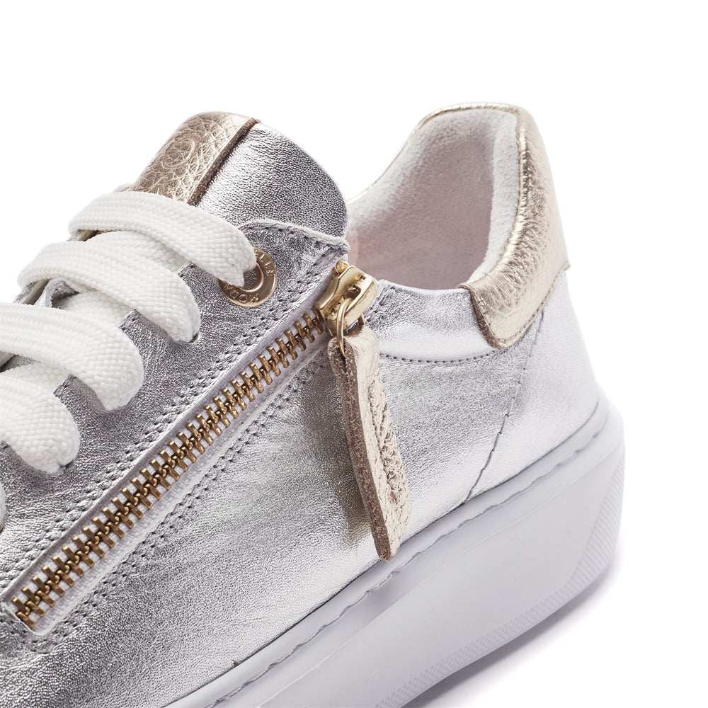 Bluebelle Silver Gold Leather Trainers
