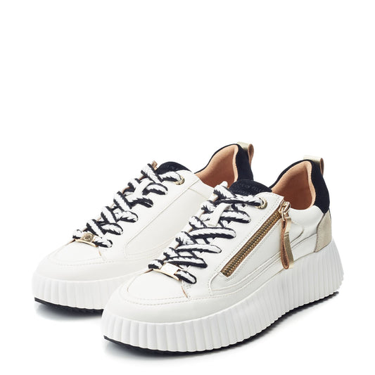 Bouville White Black Leather Trainers