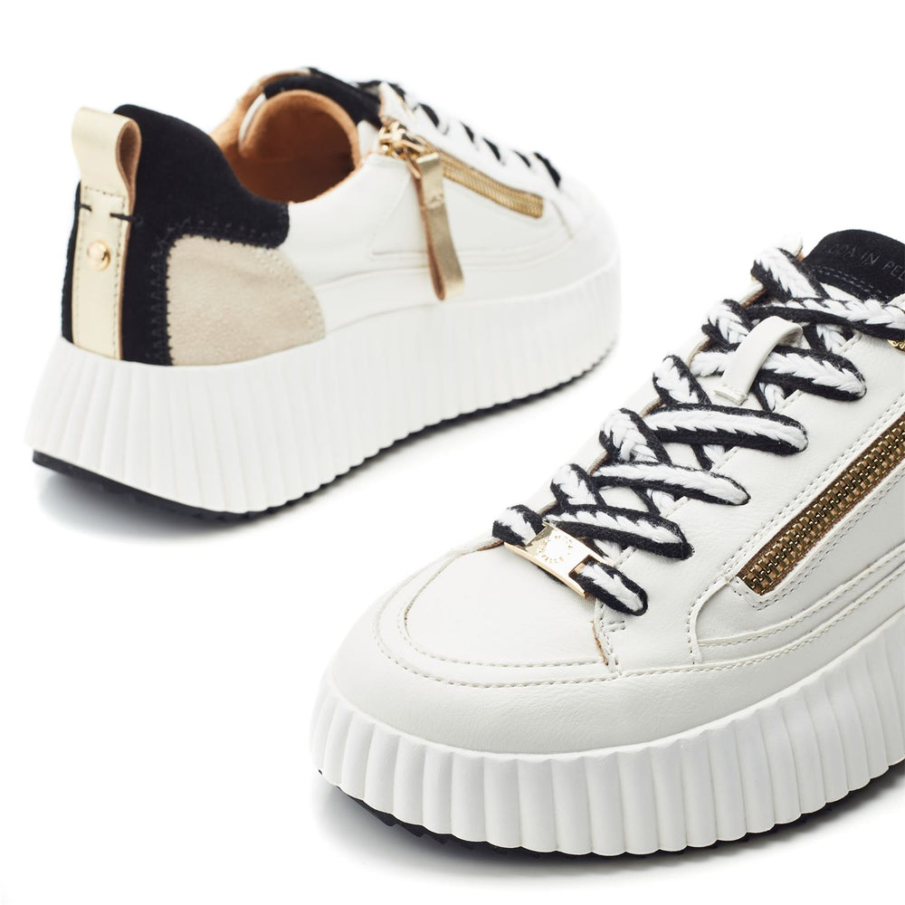 Bouville White Black Leather Trainers