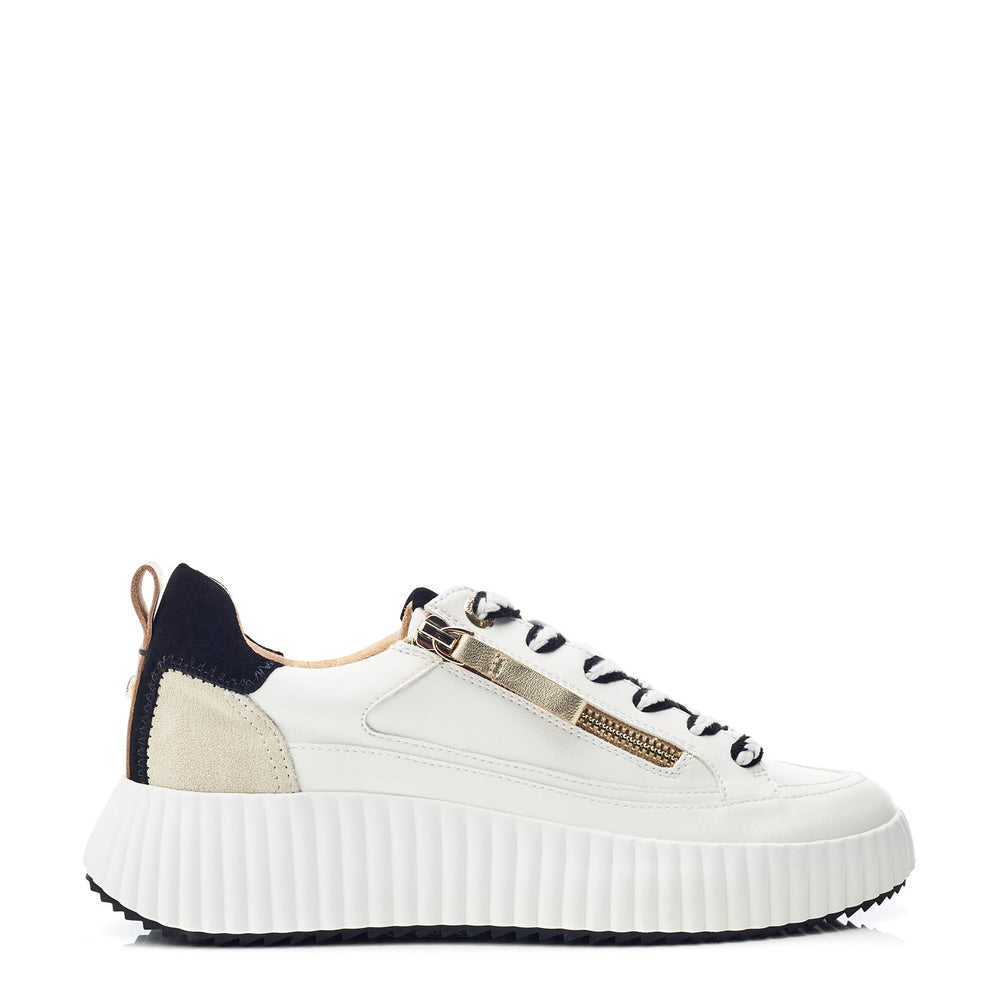 Bouville White Black Leather Trainers