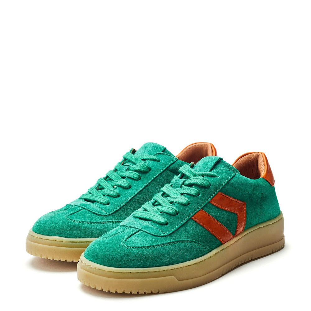 Bramble Dark Green Suede Trainers