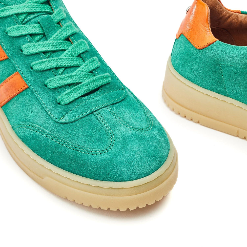 Bramble Dark Green Suede Trainers
