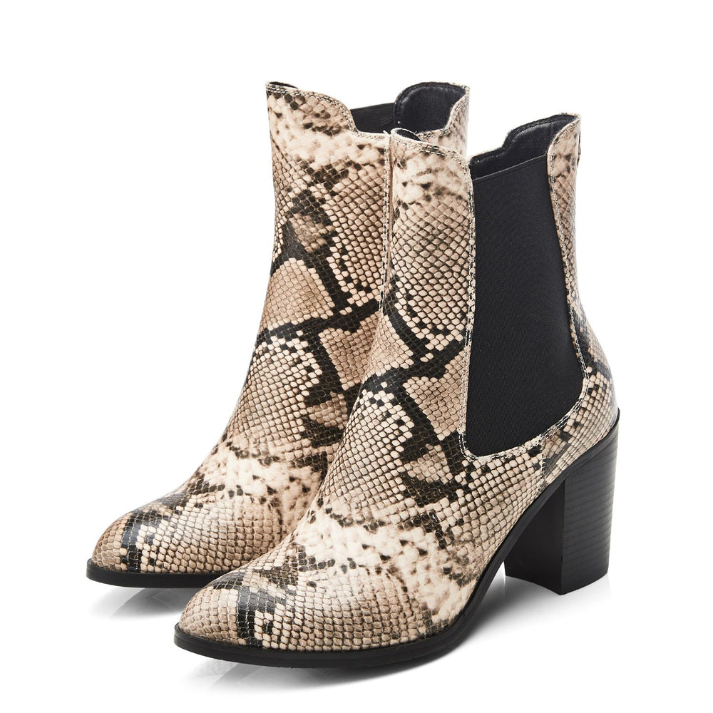 Briee Natural Snake Print Boots