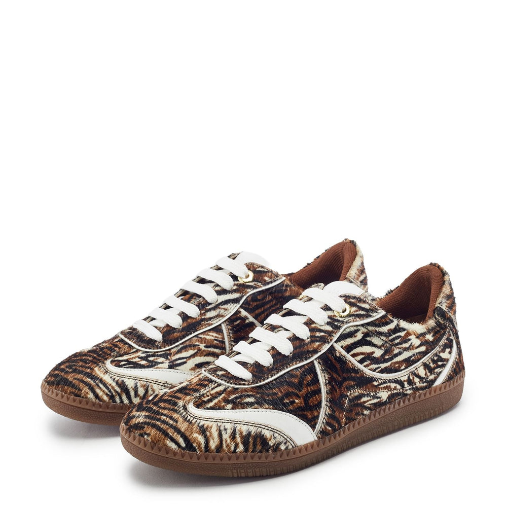 Brioni Brown Mix Tiger Print Pony Hair Trainers