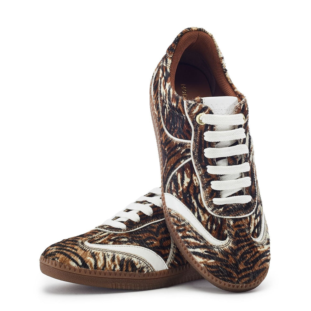 Brioni Brown Mix Tiger Print Pony Hair Trainers
